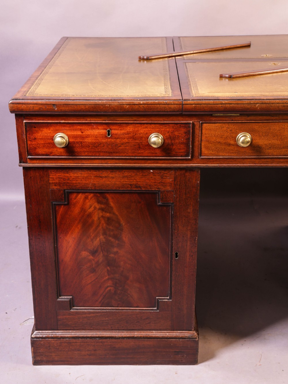 Rare early 19th century Partners Desk Mahogany View XVI