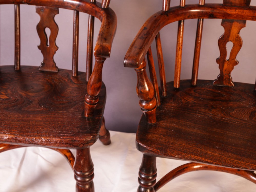 A Near Pair of Childs Yew Wood Windsor chairs View IV