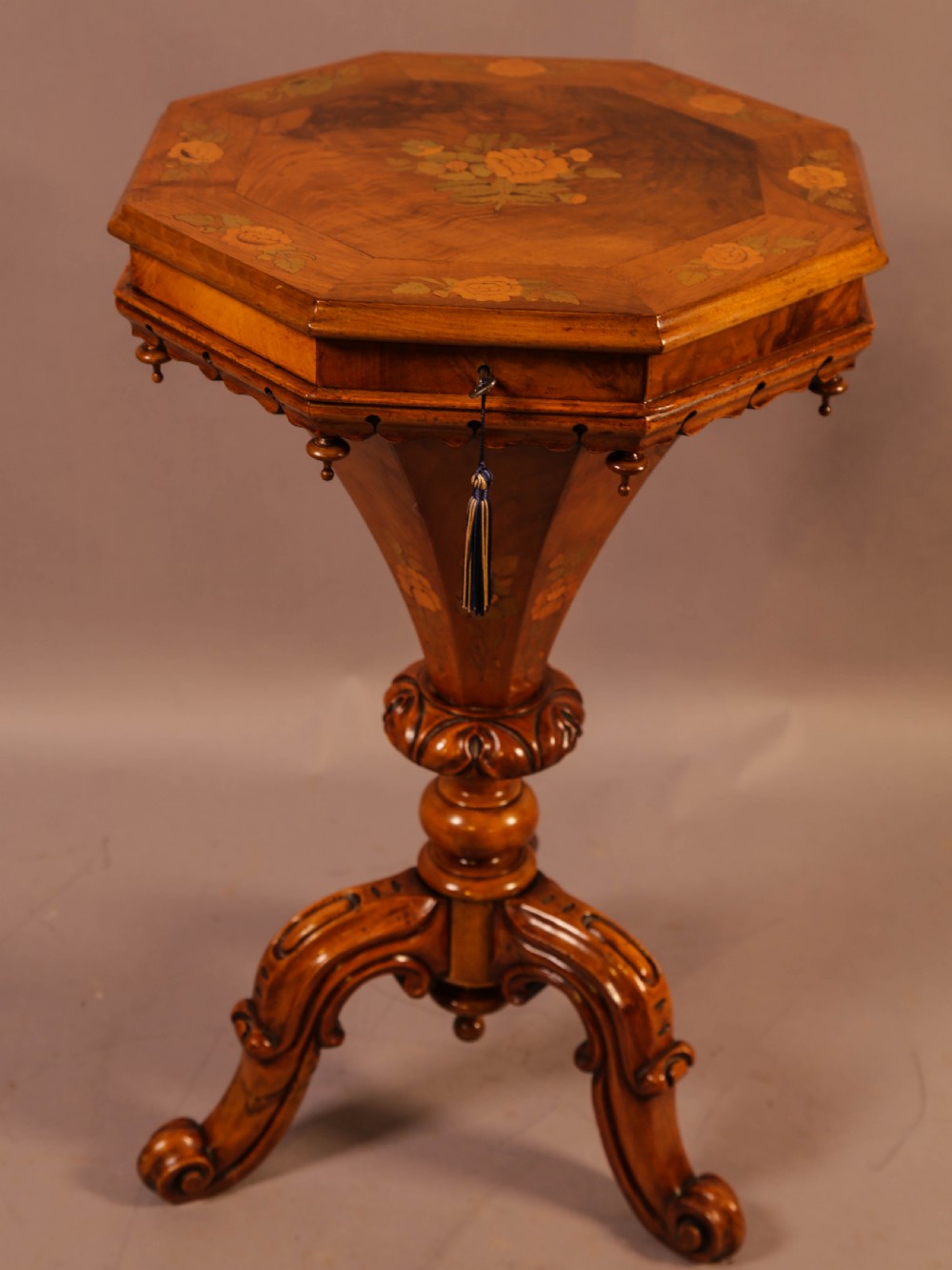A Very Good Victorian Hexagonal Sewing Stand View II