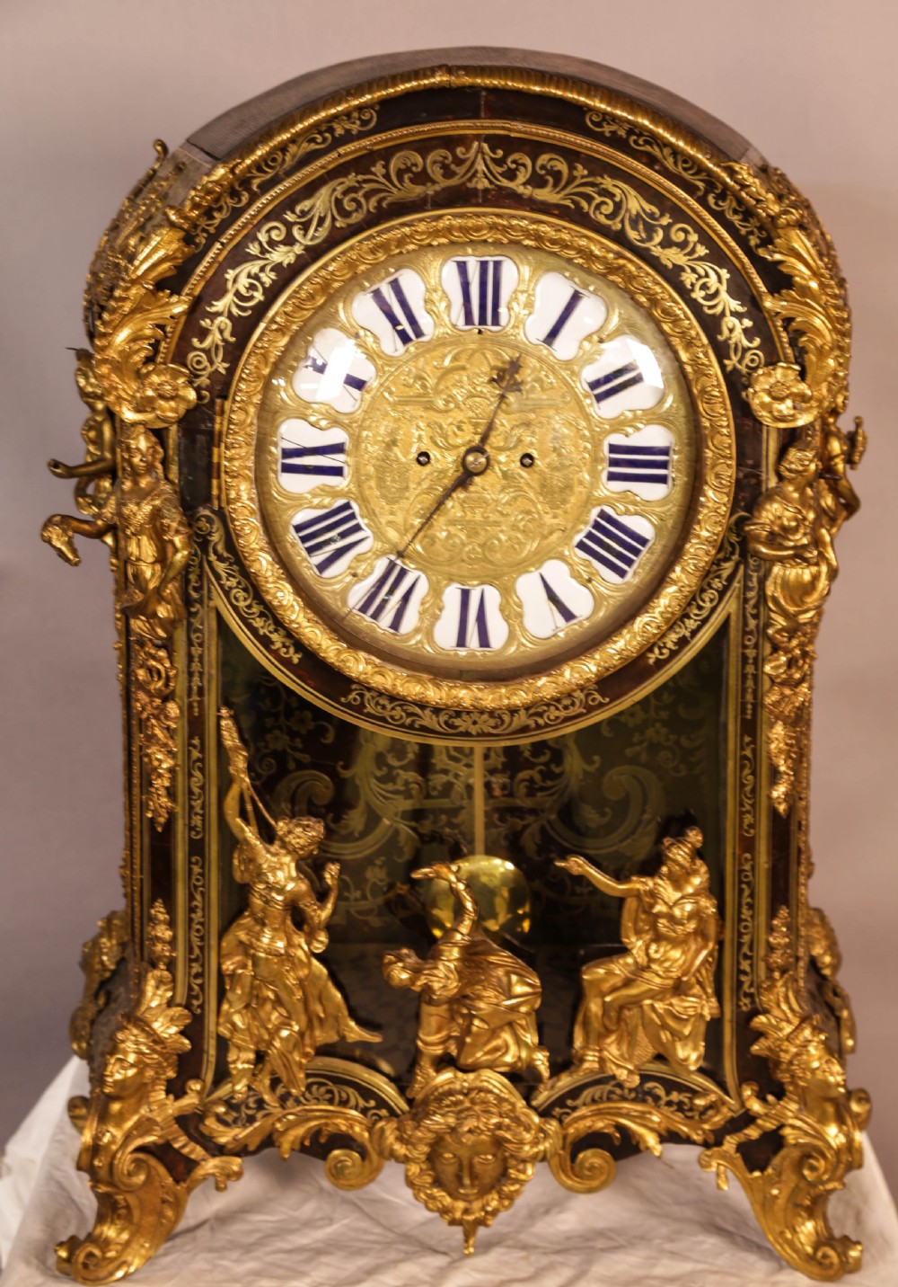 Massive Boulle Mantle Clock Double Fusee