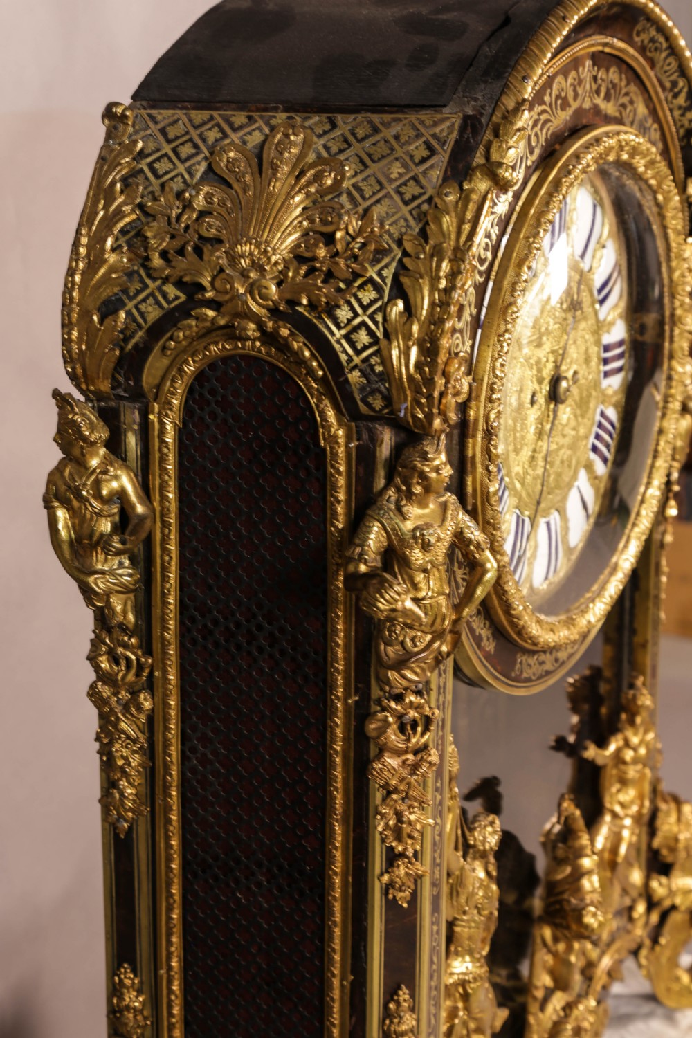 Massive Boulle Mantle Clock Double Fusee View VIII