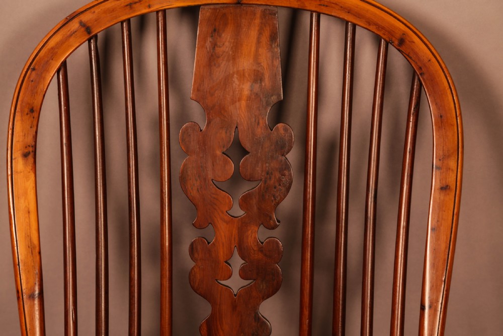 A Very rare Yew wood Broad Arm Windsor Chair Yew Seat View XI