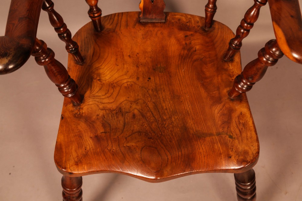 A Very rare Yew wood Broad Arm Windsor Chair Yew Seat View XIII