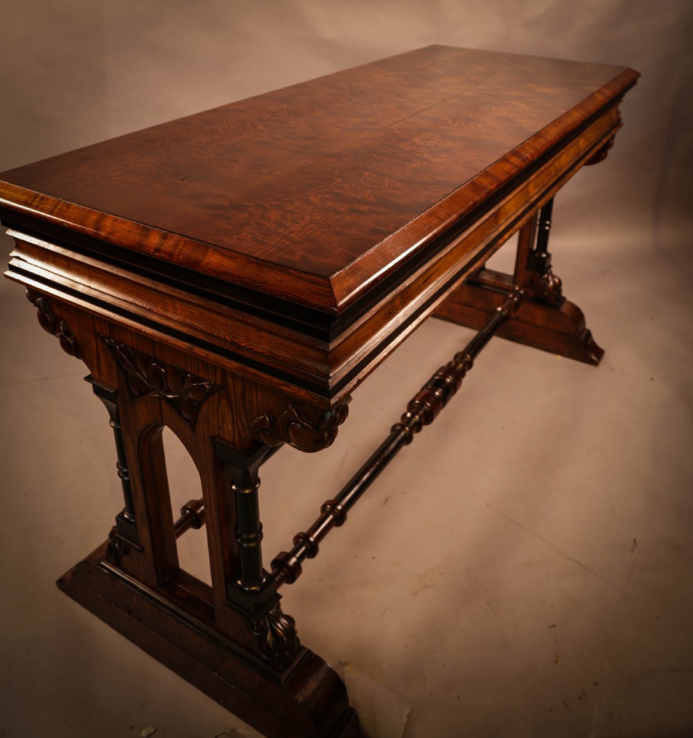 Very Impressive Victorian Gothic Serving Table Pitch Pine
