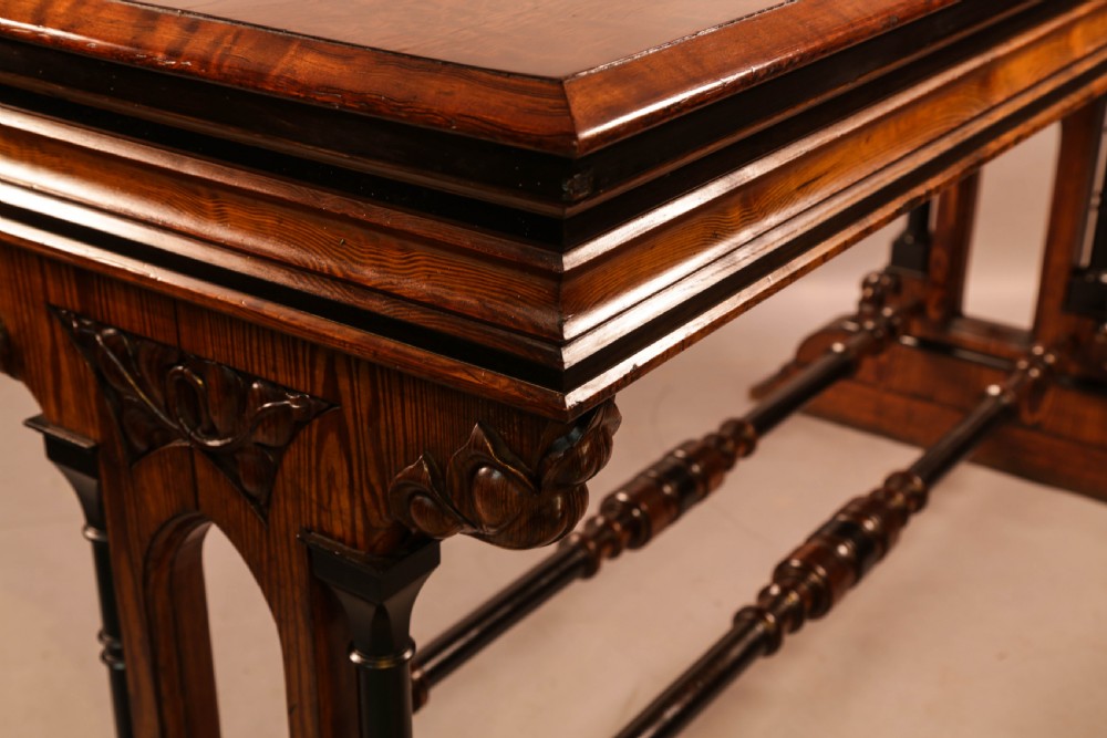 Very Impressive Victorian Gothic Serving Table Pitch Pine View IV