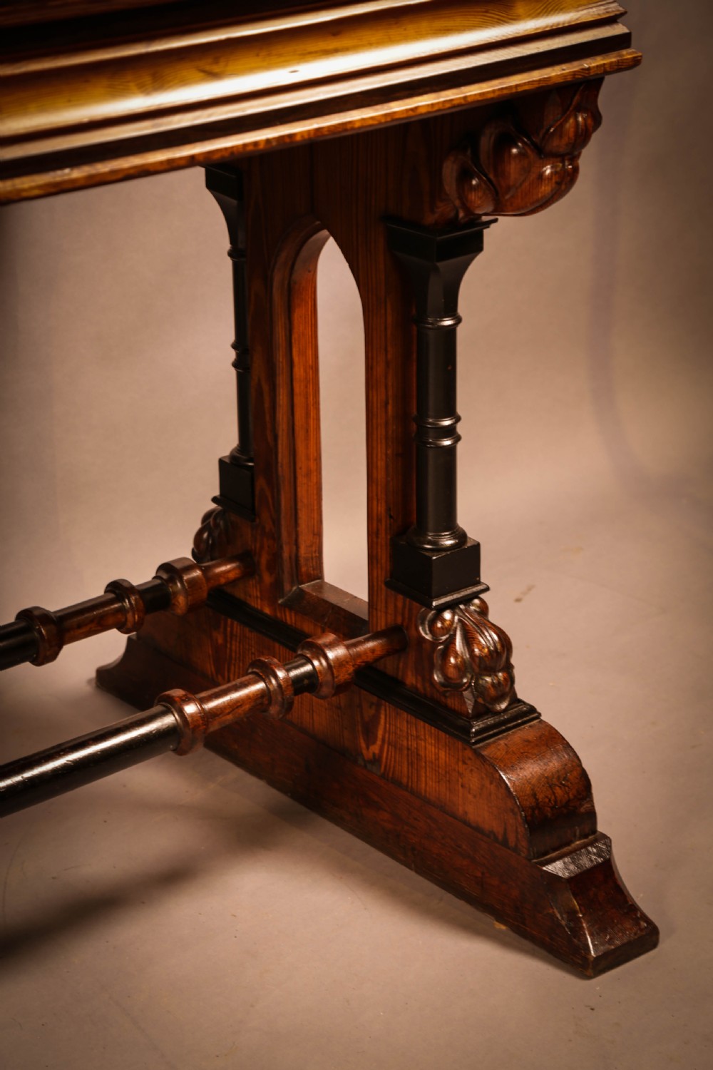 Very Impressive Victorian Gothic Serving Table Pitch Pine View VII