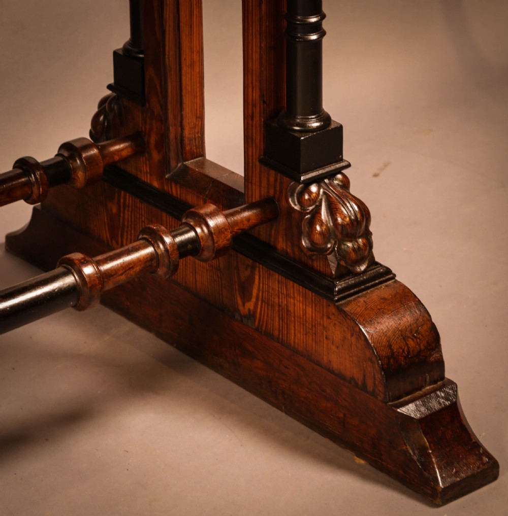 Very Impressive Victorian Gothic Serving Table Pitch Pine View VIII