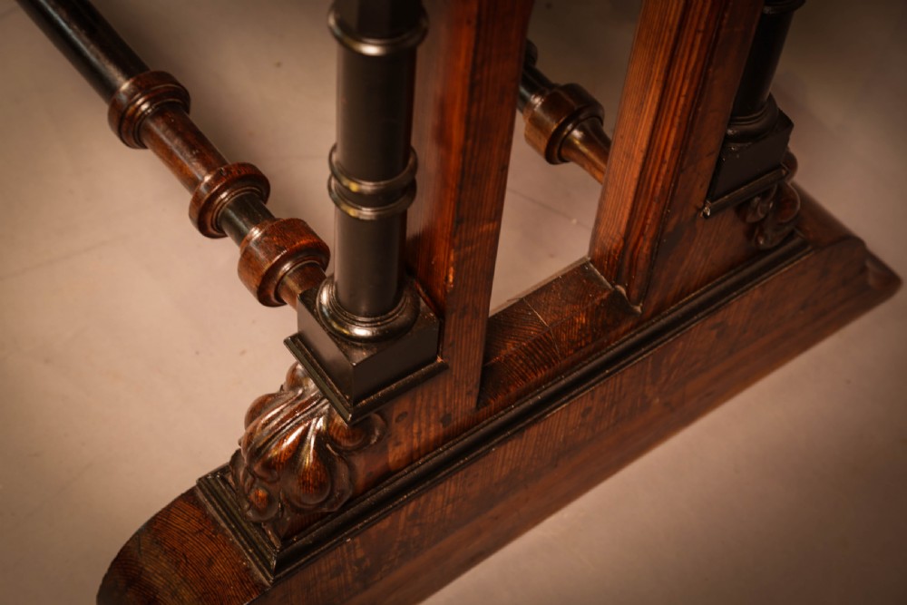 Very Impressive Victorian Gothic Serving Table Pitch Pine View XII