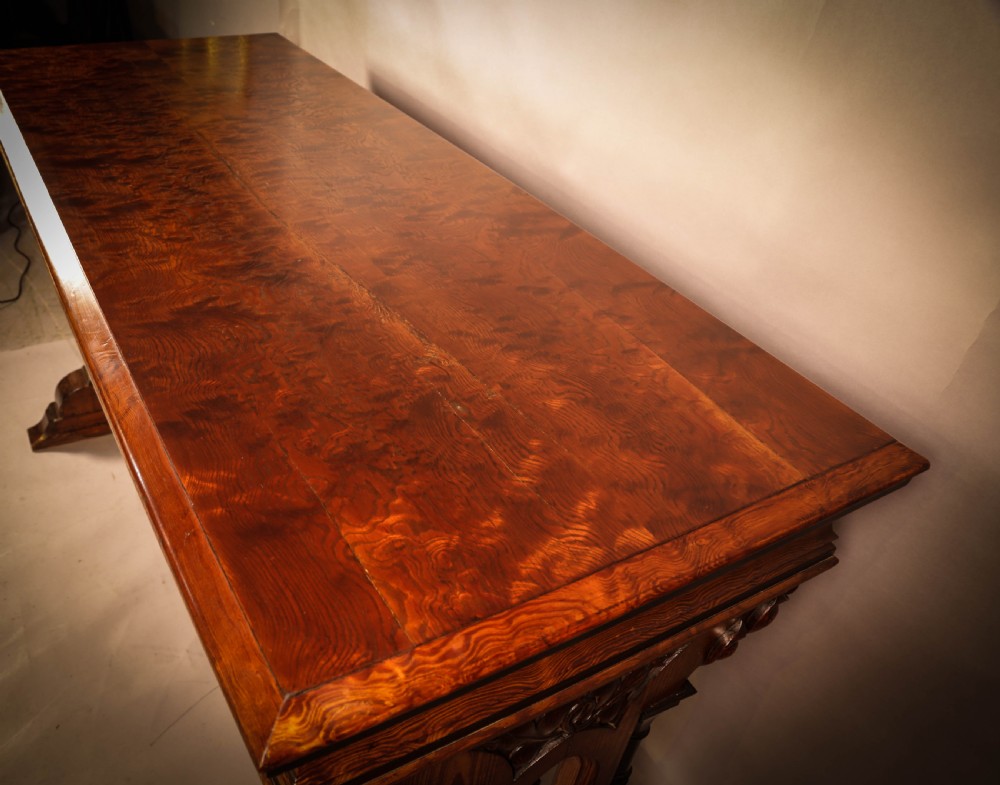 Very Impressive Victorian Gothic Serving Table Pitch Pine View XIV
