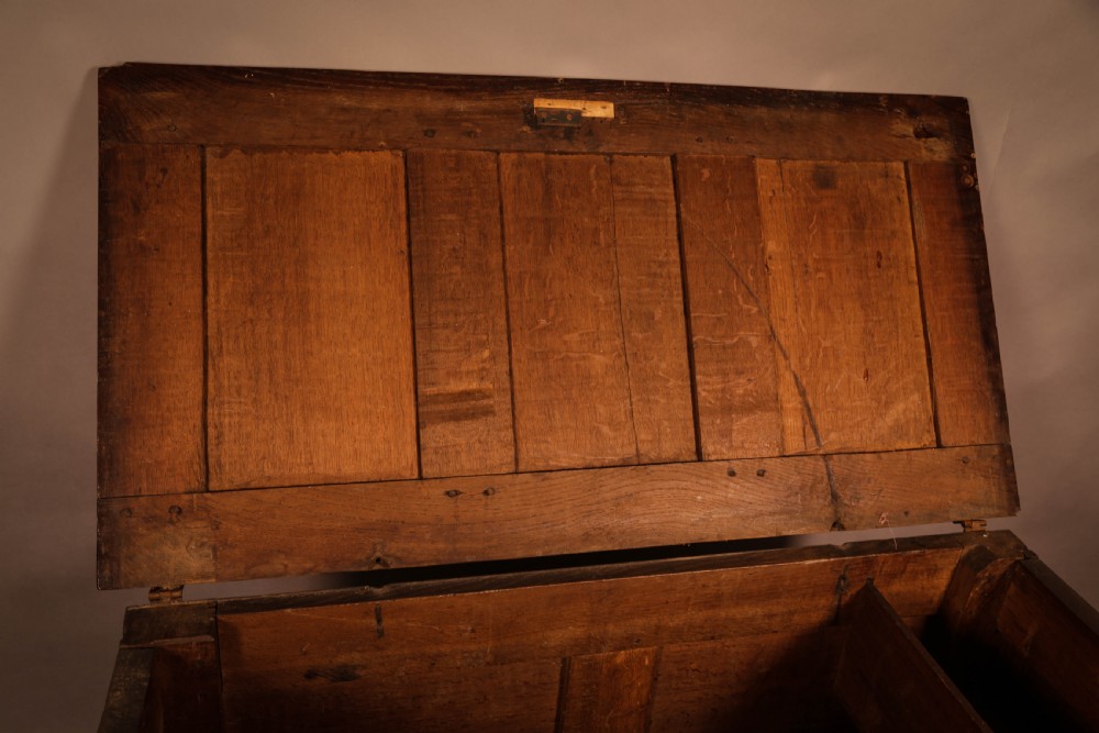 A 17TH century Oak Coffer Dated 1676 initials CR View VI
