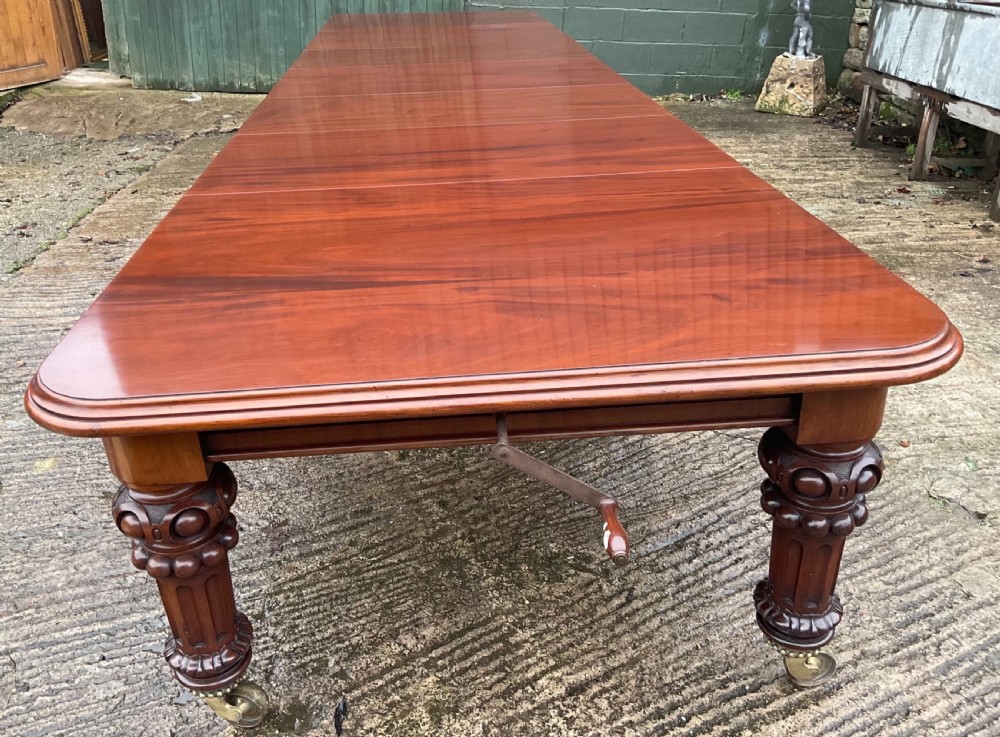 Very large Victorian extending dining table mahogany seats 20