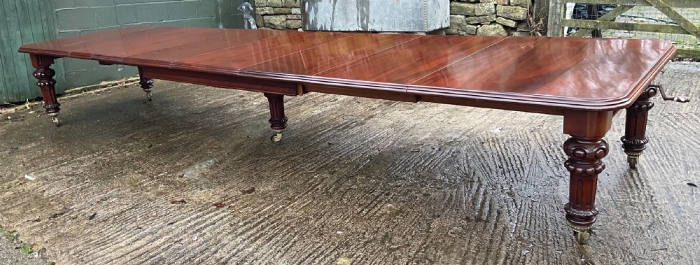 Very large Victorian extending dining table mahogany seats 20 View X