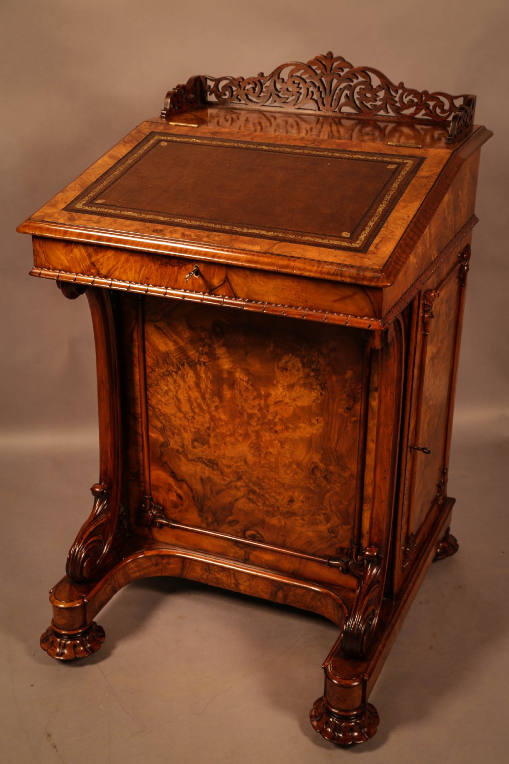 Superb Victorian Burr Walnut Davenport Desk