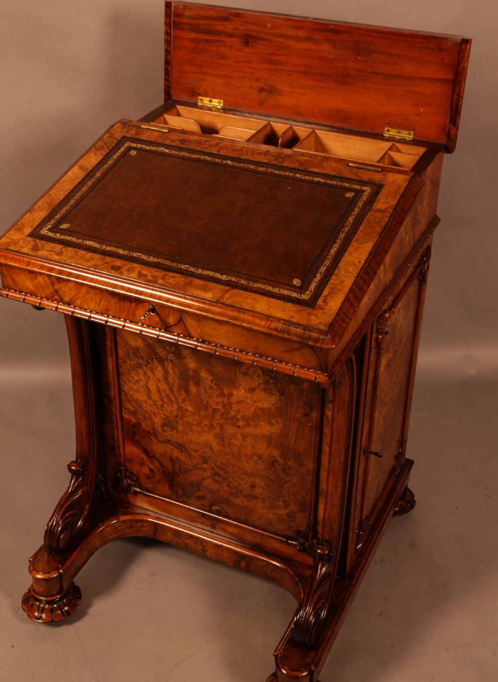 Superb Victorian Burr Walnut Davenport Desk View II
