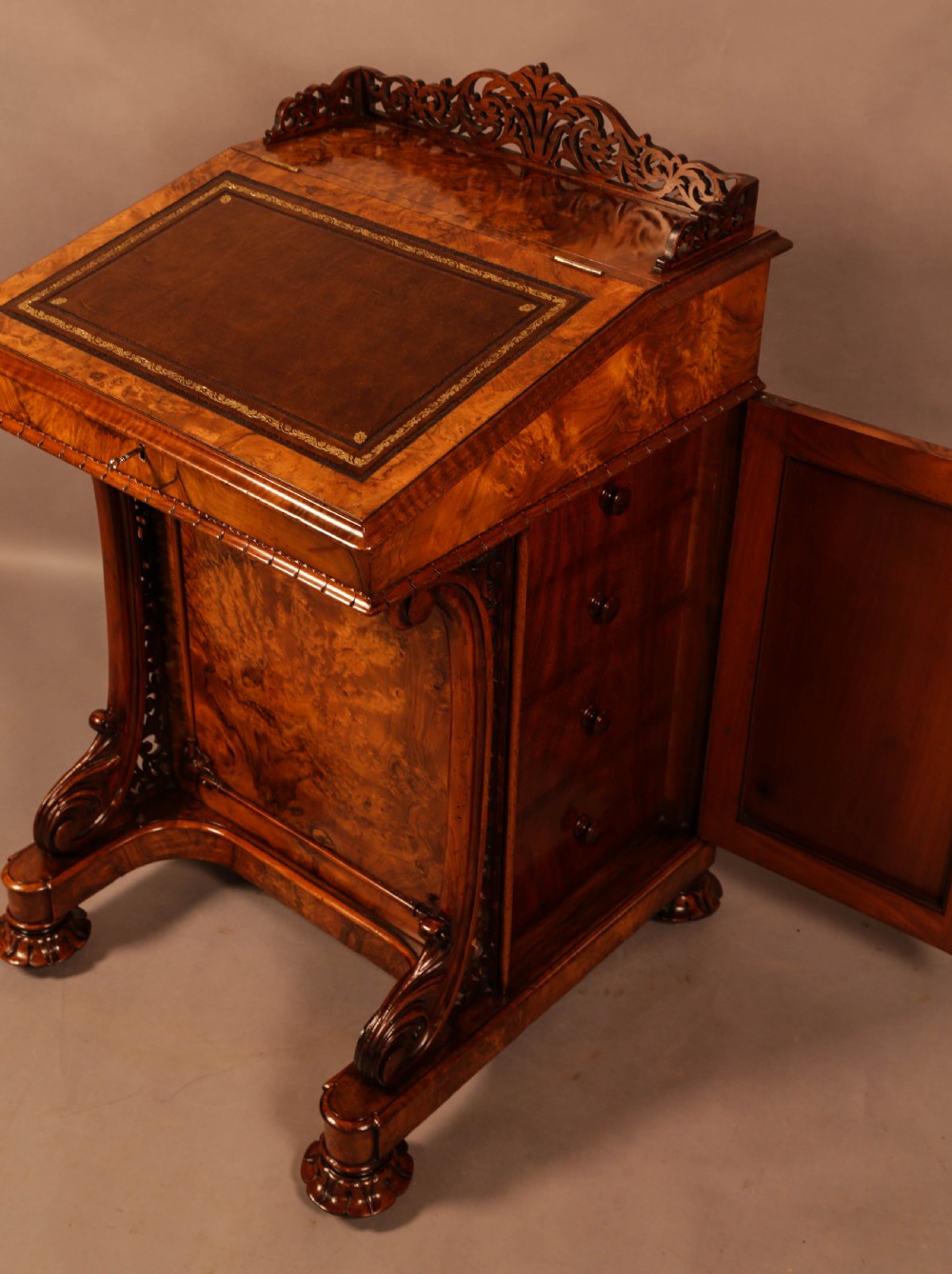 Superb Victorian Burr Walnut Davenport Desk View IV