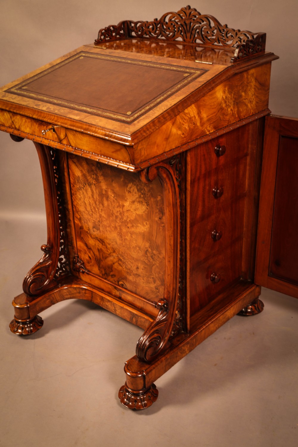 Superb Victorian Burr Walnut Davenport Desk View V