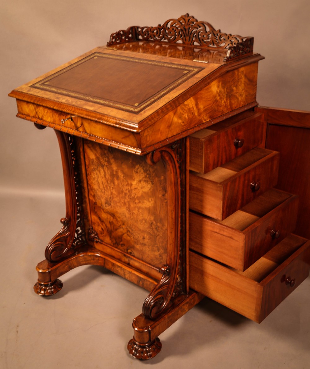 Superb Victorian Burr Walnut Davenport Desk View VI