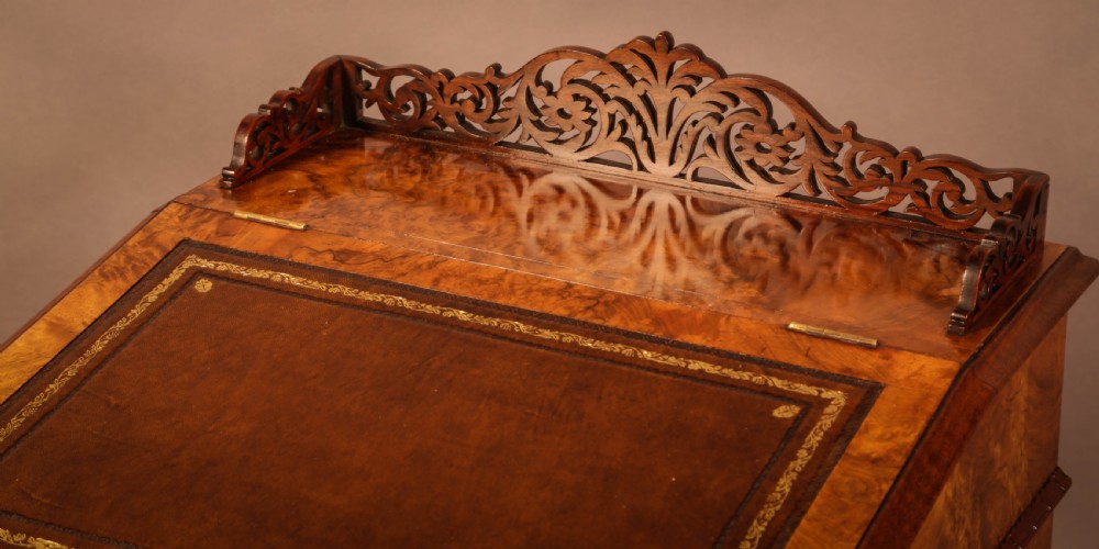 Superb Victorian Burr Walnut Davenport Desk View X