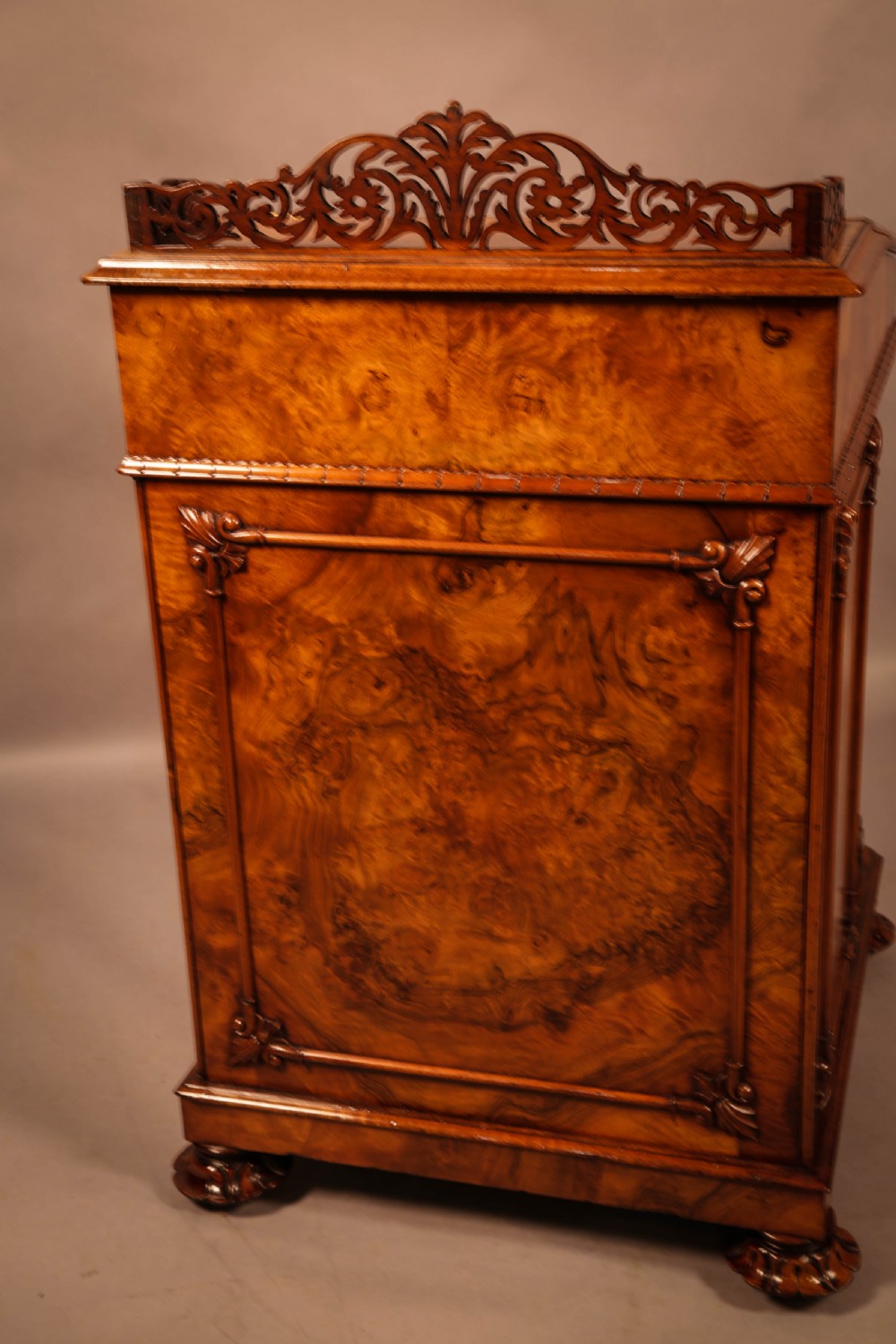 Superb Victorian Burr Walnut Davenport Desk View XIV