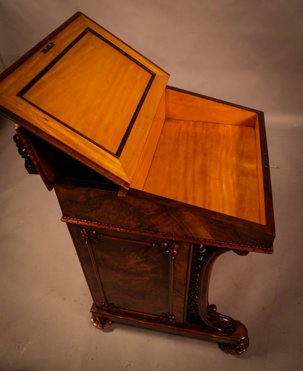 Superb Victorian Burr Walnut Davenport Desk View XVII