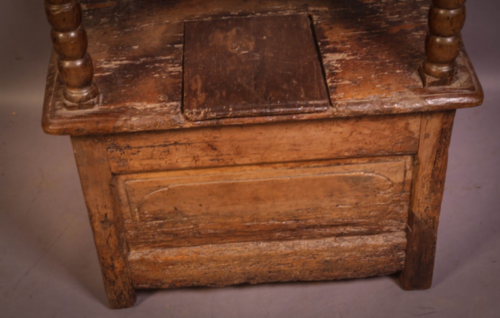 Early Oak Bench with cupboard View XI
