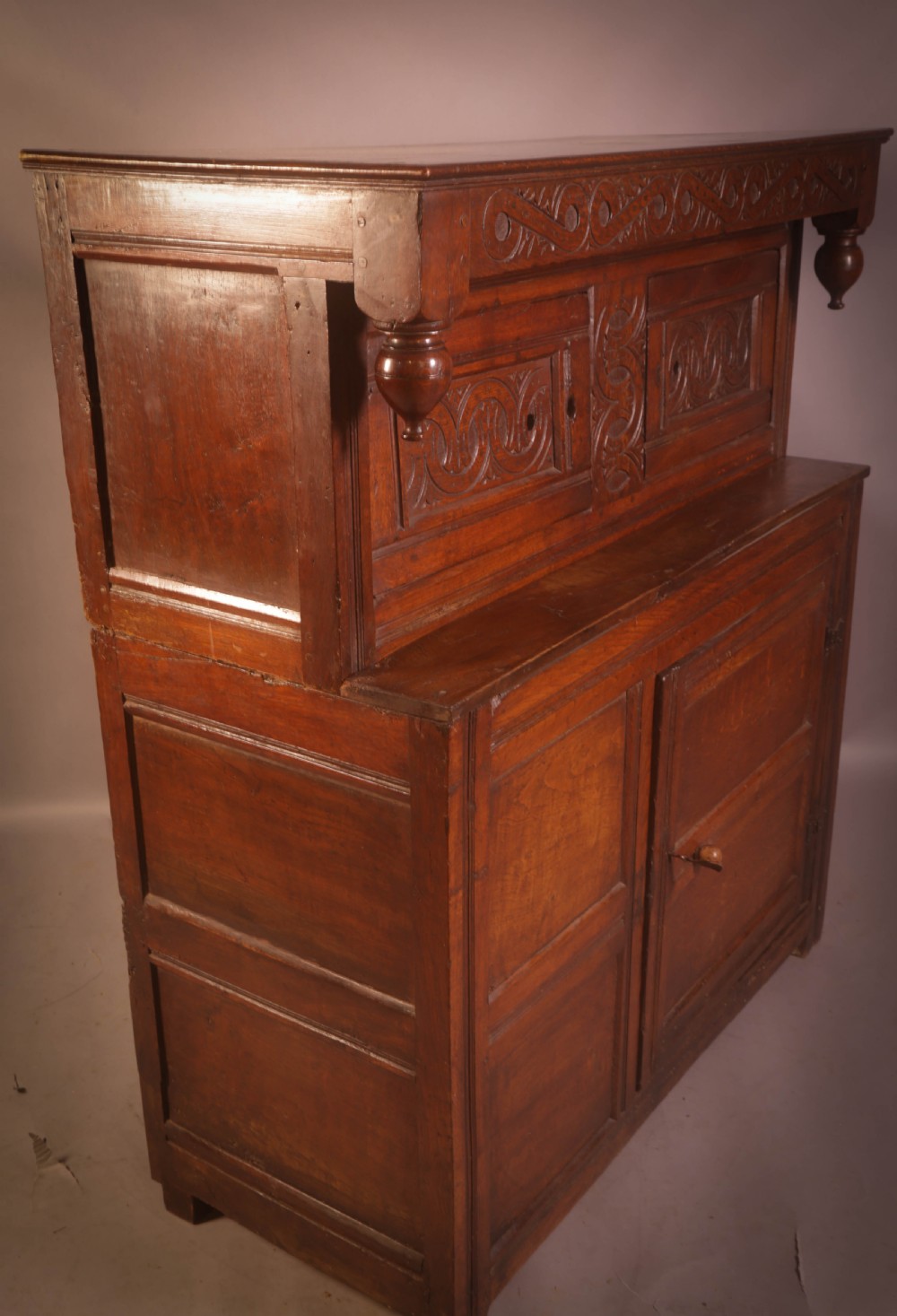 A Small 17th century Cupboard in Oak original carving View VI
