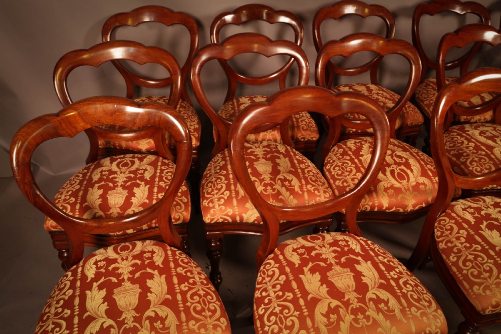 A Rare set of 16 Victorian Mahogany Balloon Back Dining Chairs View II