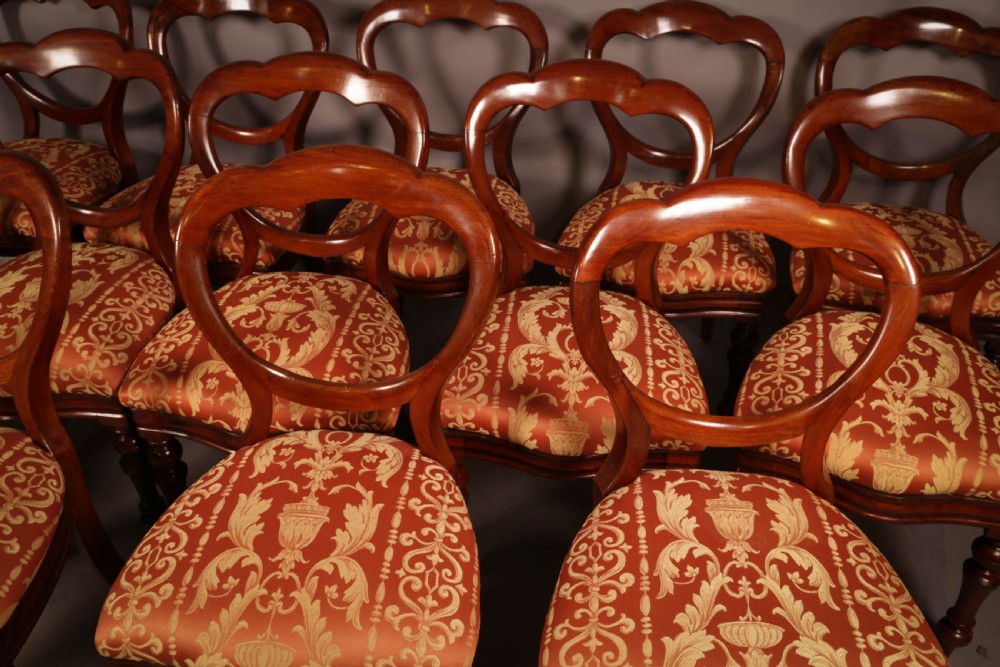 A Rare set of 16 Victorian Mahogany Balloon Back Dining Chairs View III