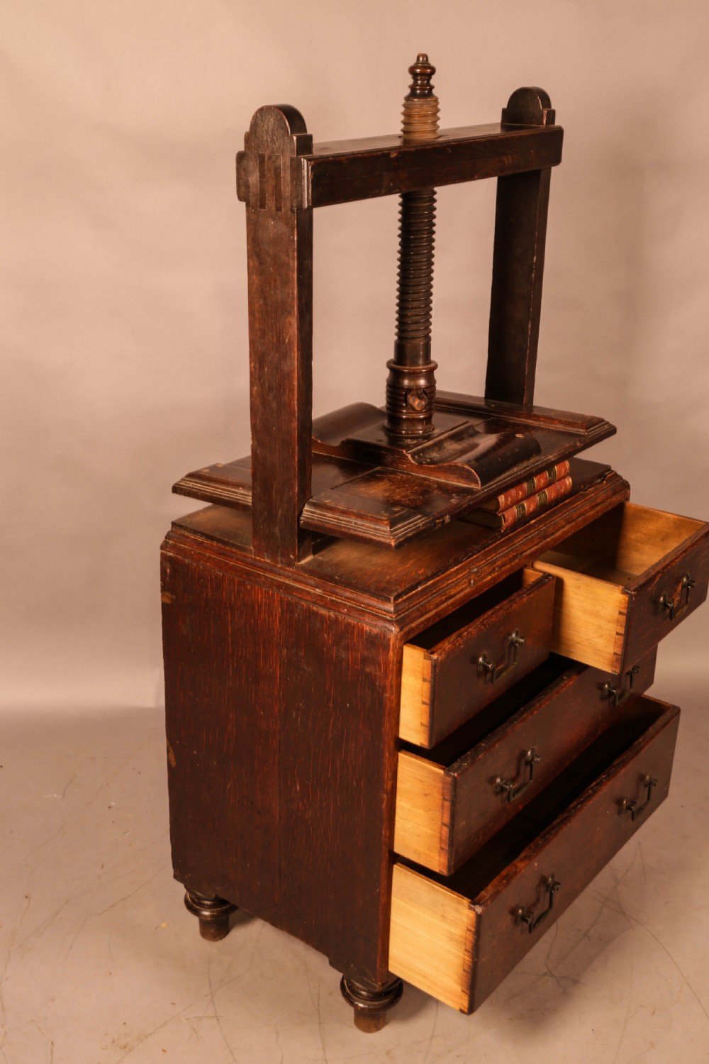 An Unusual Georgian Oak Book Press Chest of Drawers View II