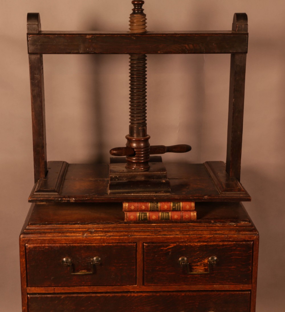 An Unusual Georgian Oak Book Press Chest of Drawers View III