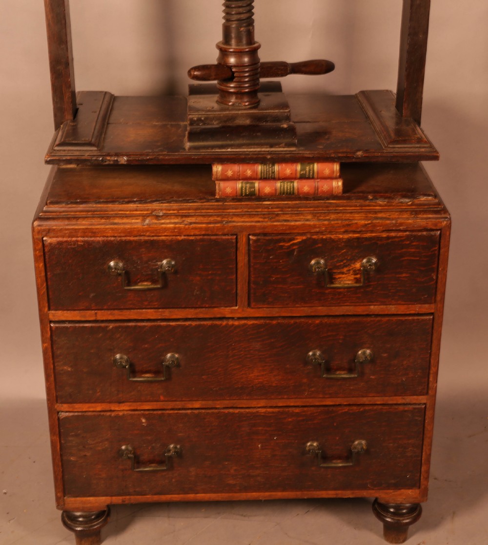 An Unusual Georgian Oak Book Press Chest of Drawers View IV