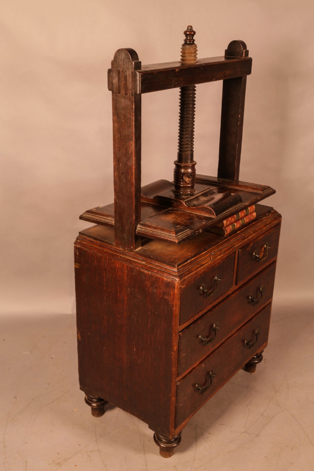 An Unusual Georgian Oak Book Press Chest of Drawers View VIII