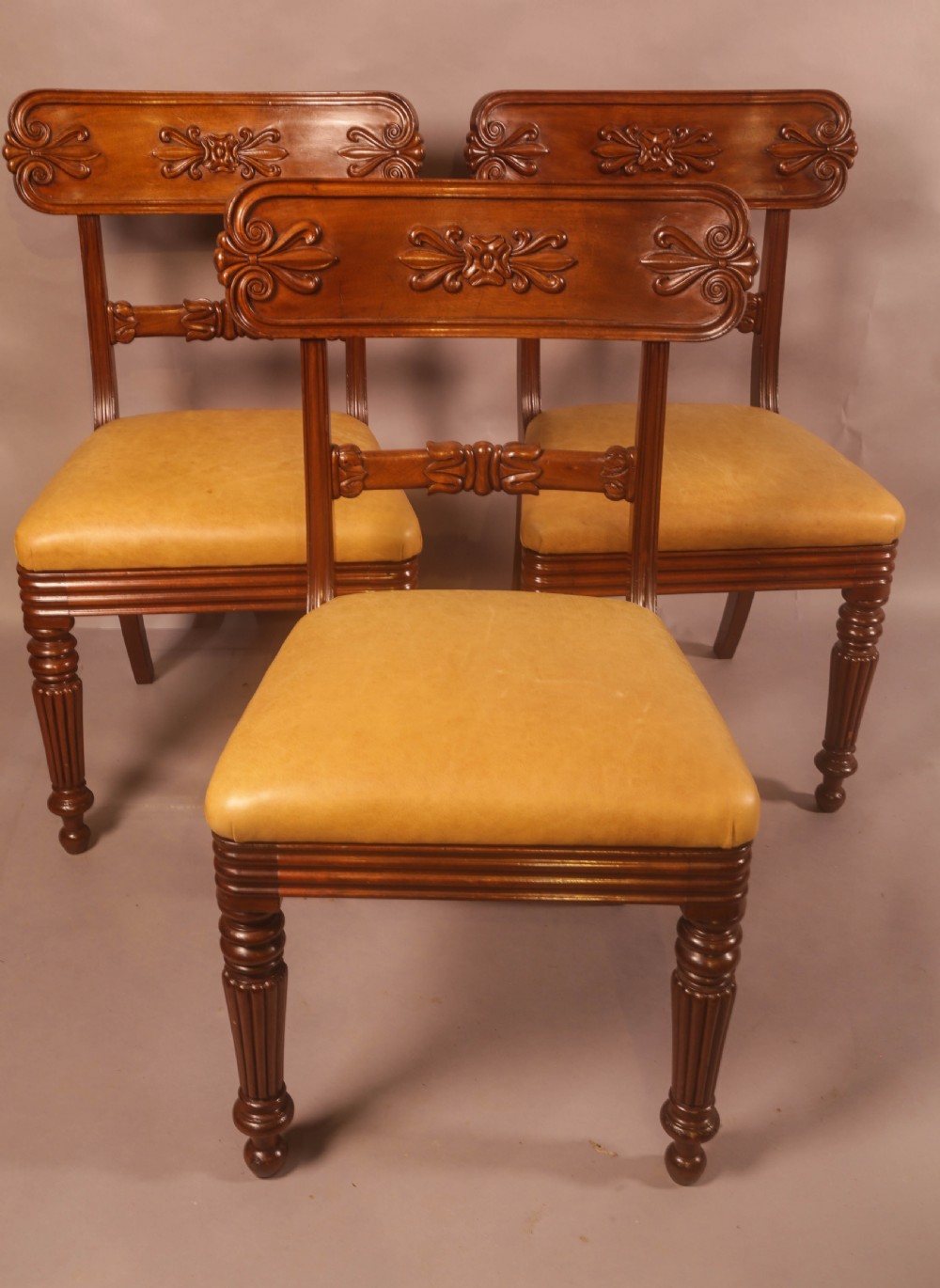 A Super set of 3 William IV period dining chairs. Gillows View X