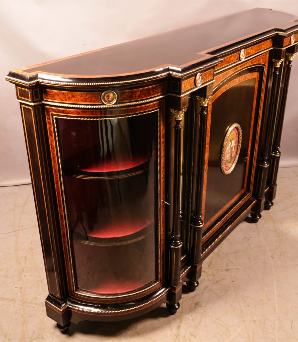 A Stunning Ebonized and Amboyner wood Credenza  View II