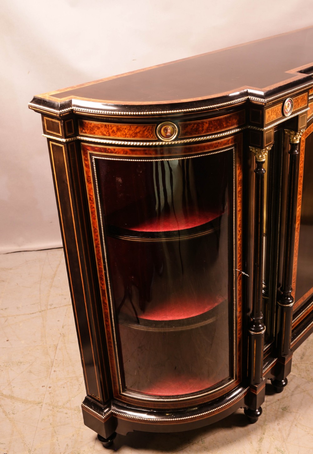 A Stunning Ebonized and Amboyner wood Credenza  View III