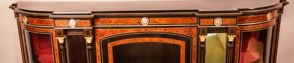 A Stunning Ebonized and Amboyner wood Credenza  View V