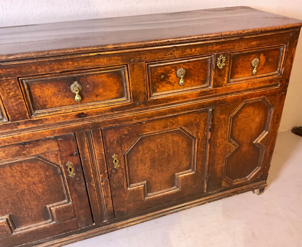 Early 18th century oak dresser geometric front panels View VIII