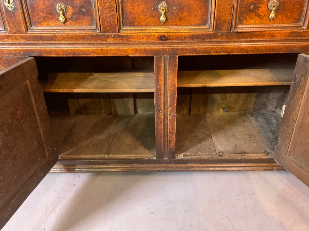 Early 18th century oak dresser geometric front panels View XI