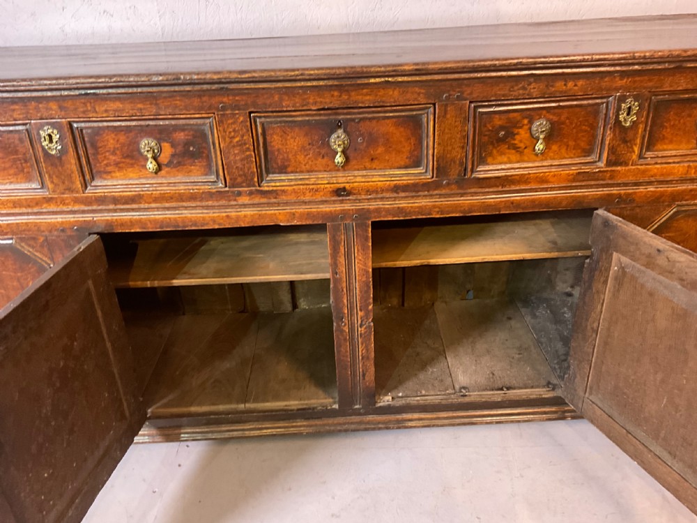 Early 18th century oak dresser geometric front panels View XII