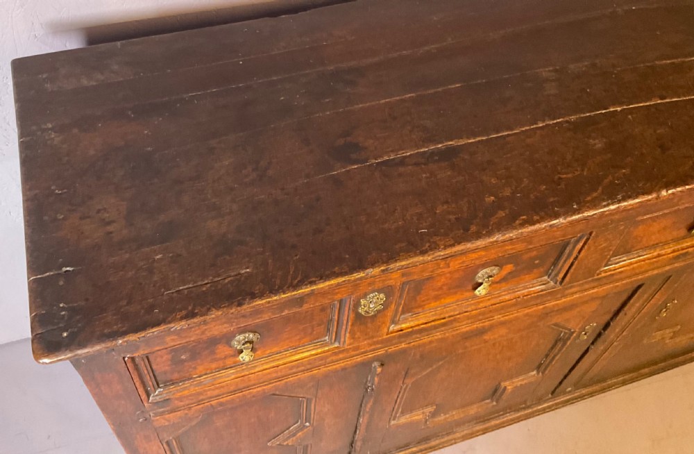 Early 18th century oak dresser geometric front panels View XIII