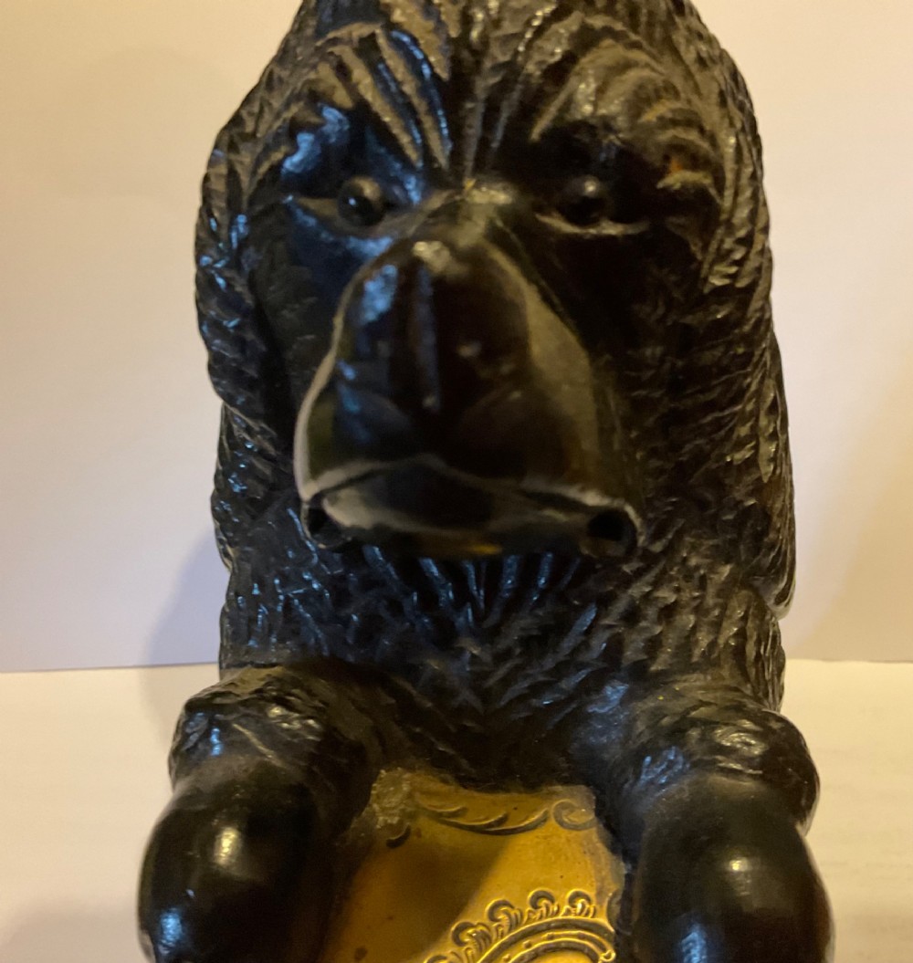 A rare 19th century carved wood begging dog match dispenser