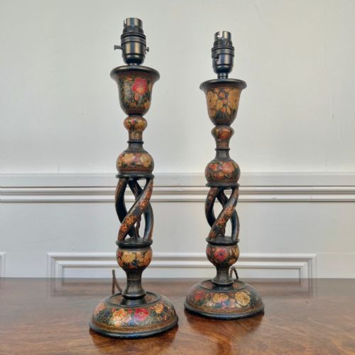Pair 19th C Kashmiri Lamps