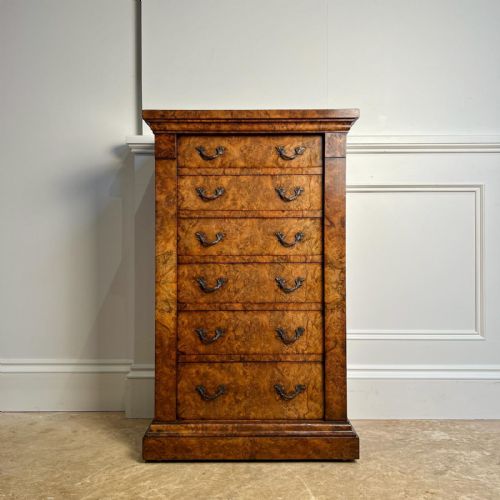 19th C Gillows Burr Walnut Dwarf Wellington Chest
