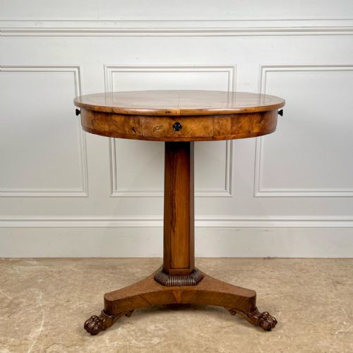 19th C Maltese Olive Wood Drum Table