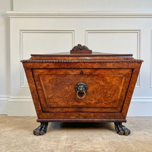 REGENCY BURR YEW WOOD CELLARETTE