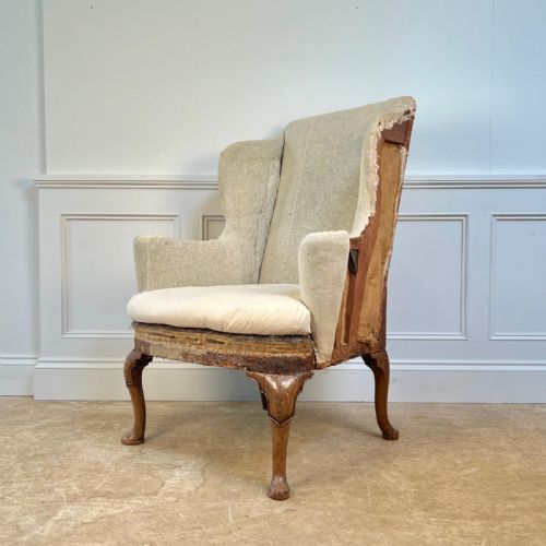 18th C George I Walnut Wing Chair