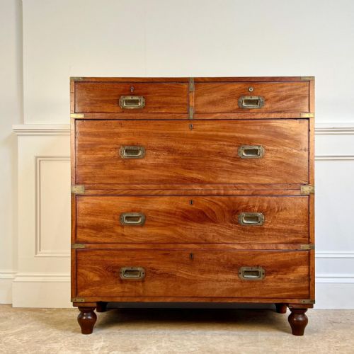 19th C Mahogany Campaign Military Chest