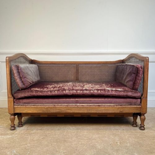 Rare Edwardian Walnut Extending Daybed / Sofa Bed