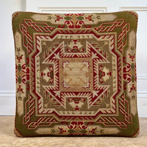 19TH C MAHOGANY STOOL ORIGINAL NEEDLEPOINT - ADDITIONAL PHOTO 1