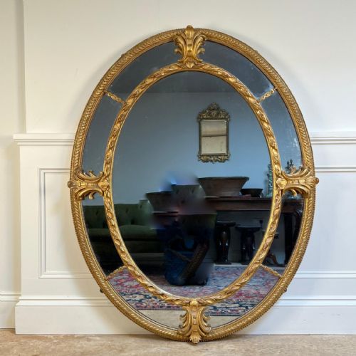 LARGE 19TH C GILTWOOD MARGIN MIRROR
